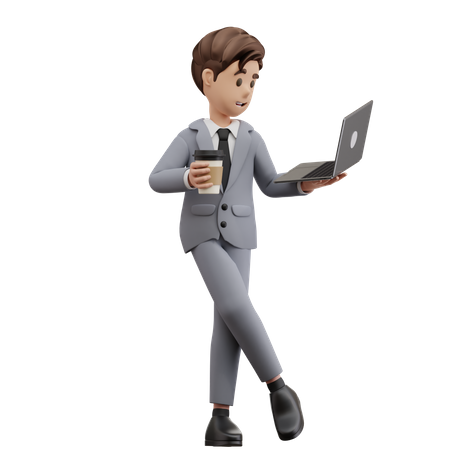 Businessman Work While Standing  3D Illustration