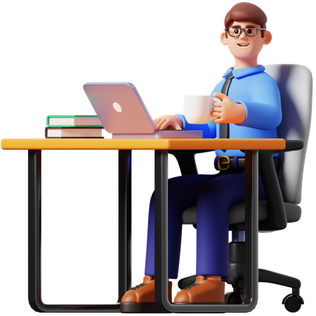 Businessman Working  3D Illustration