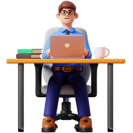 Businessman Working  3D Illustration