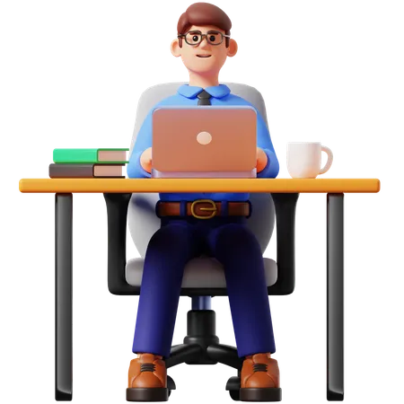 Businessman Working  3D Illustration