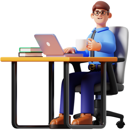 Businessman Working  3D Illustration