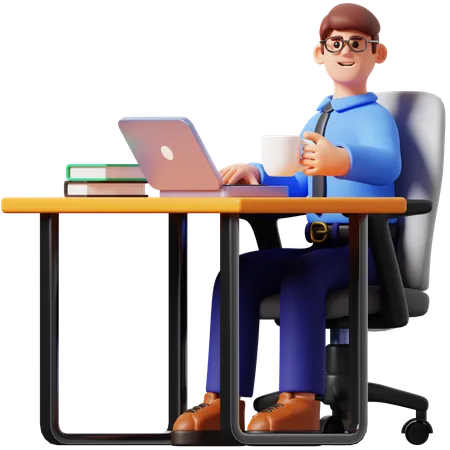 Businessman Working  3D Illustration