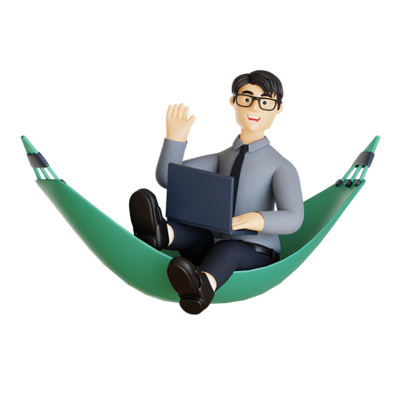 Businessman working as freelancer  3D Illustration