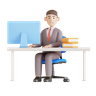 3d businessman working at laptop illustration