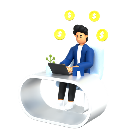 Businessman working at office  3D Illustration