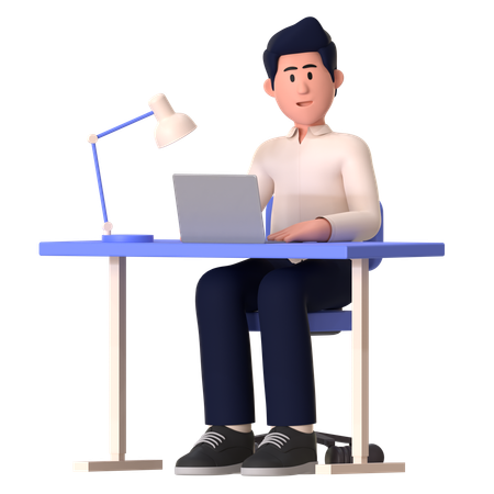 Businessman Working At Office  3D Illustration