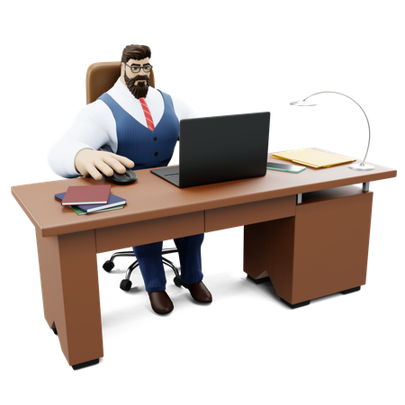 Businessman Working At Office  3D Illustration