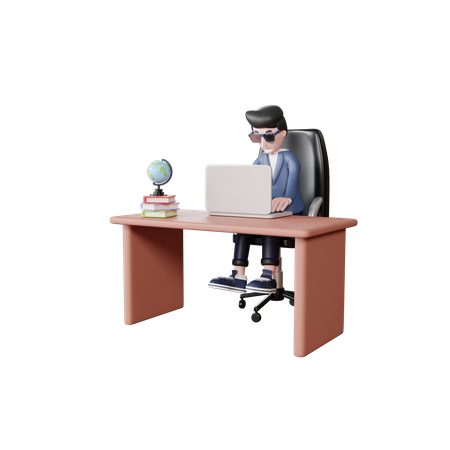 Businessman working at office  3D Illustration