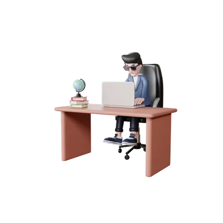 Businessman working at office  3D Illustration