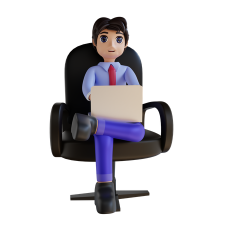 Businessman Working At Office  3D Illustration