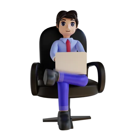 Businessman Working At Office  3D Illustration