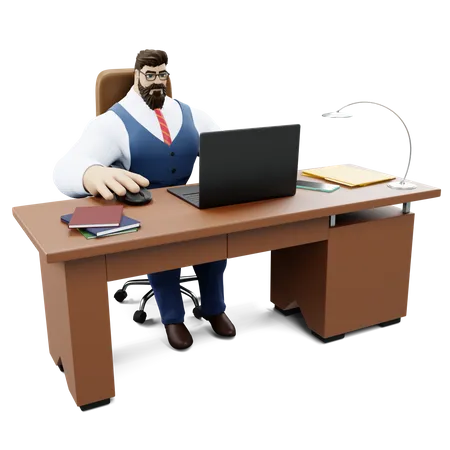 Businessman Working At Office 3D Illustration