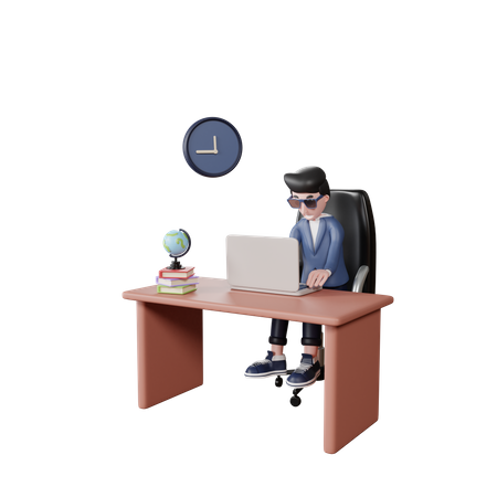 Businessman working at office hours  3D Illustration