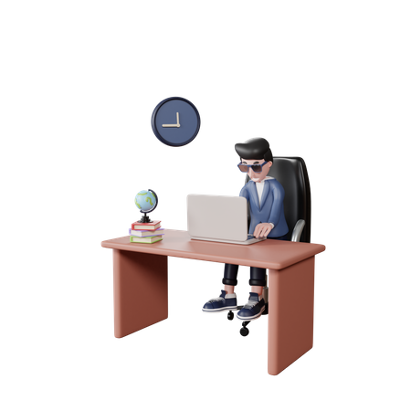 Businessman working at office hours 3D Illustration