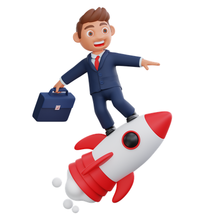 Businessman working at startup  3D Icon