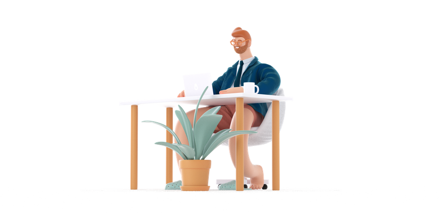 Businessman working from home  3D Illustration