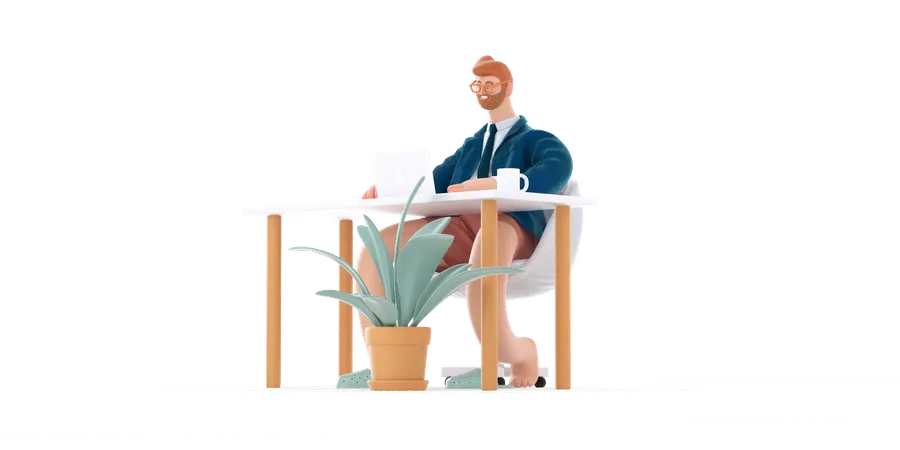 Businessman working from home  3D Illustration