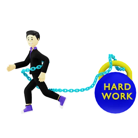 Businessman working hard  3D Illustration