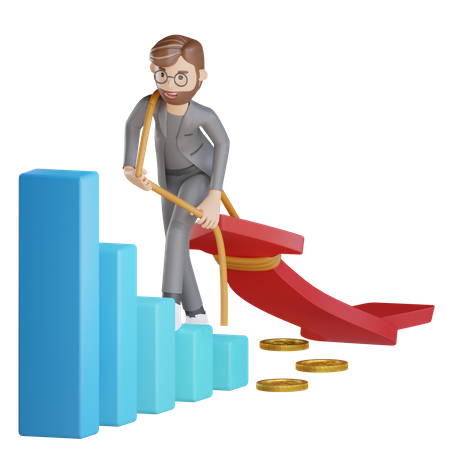 Businessman working hard for success  3D Icon