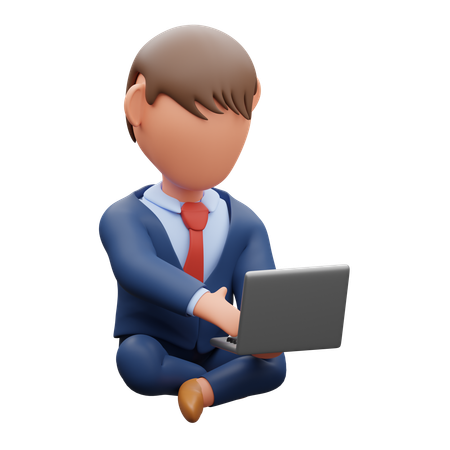 Businessman Working In Laptop  3D Illustration