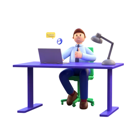 Businessman working in office 3D Illustration