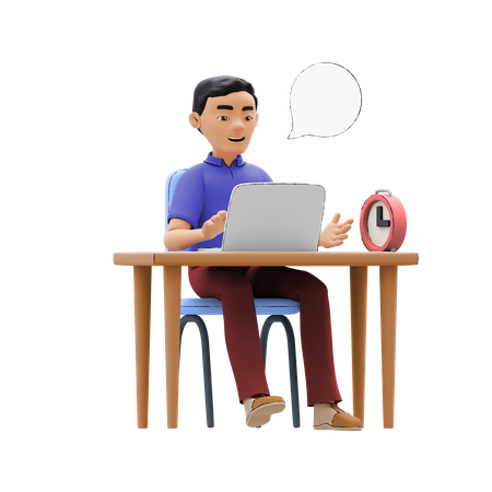 Businessman working in office  3D Icon
