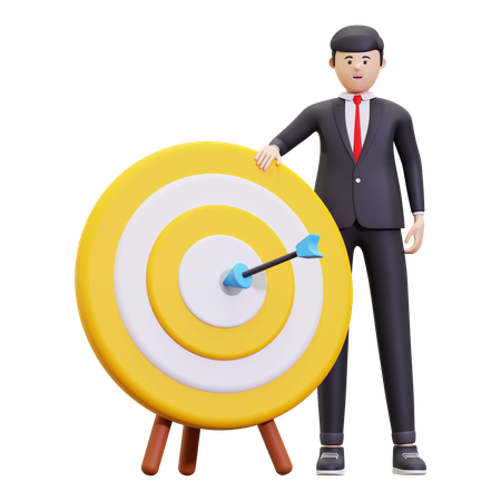 Businessman Working On Business Aim  3D Illustration