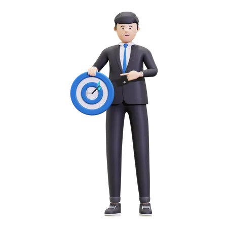 Businessman working on business aim  3D Illustration