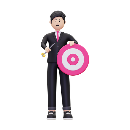 Businessman working on business aim  3D Illustration