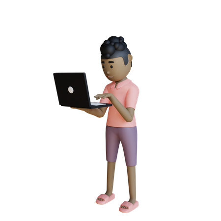Businessman Working On Laptop 3D Illustration