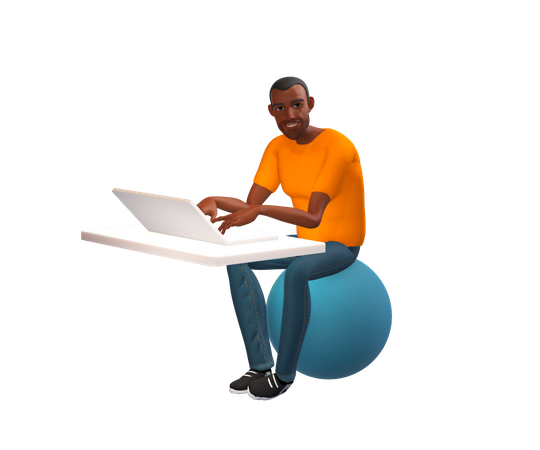 Businessman working on laptop  3D Icon