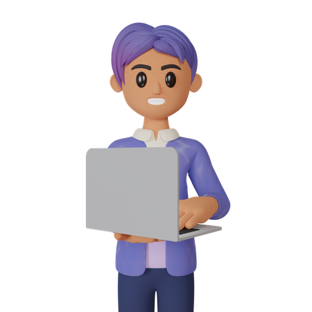 Businessman working on laptop  3D Illustration