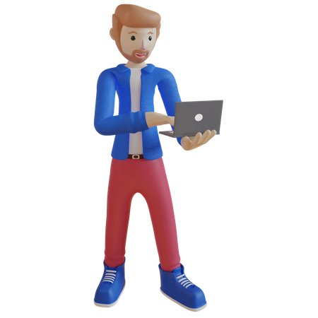 Businessman working on laptop  3D Illustration