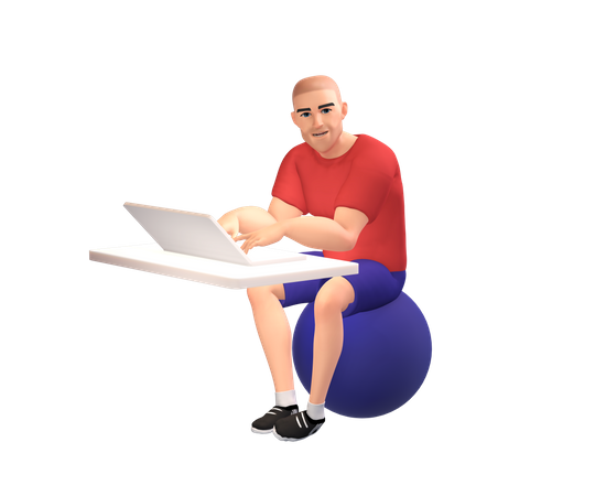 Businessman working on laptop  3D Illustration