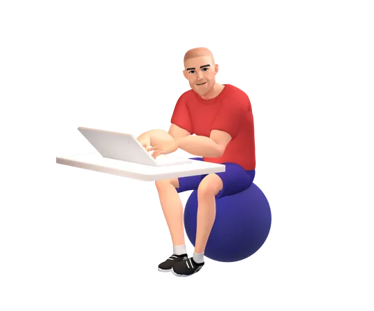 Businessman working on laptop  3D Illustration