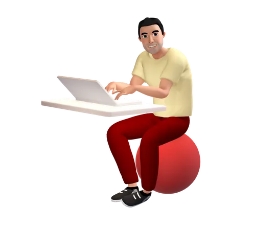 Businessman working on laptop  3D Illustration