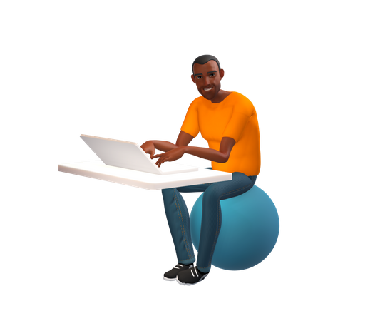 Businessman working on laptop  3D Illustration