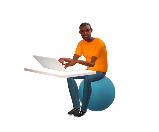 Businessman working on laptop  3D Illustration