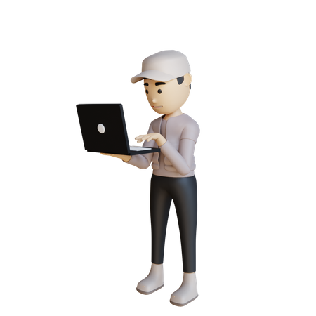 Businessman Working On Laptop  3D Illustration