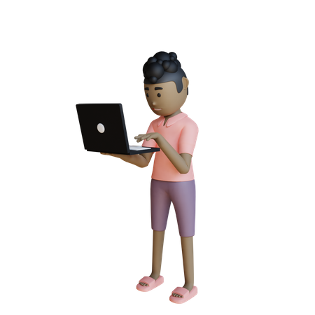 Businessman Working On Laptop  3D Illustration