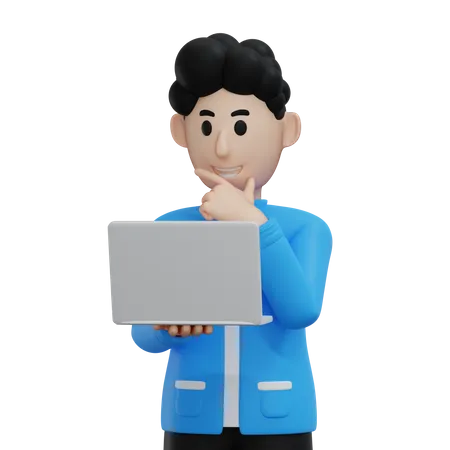 Businessman working on laptop  3D Illustration