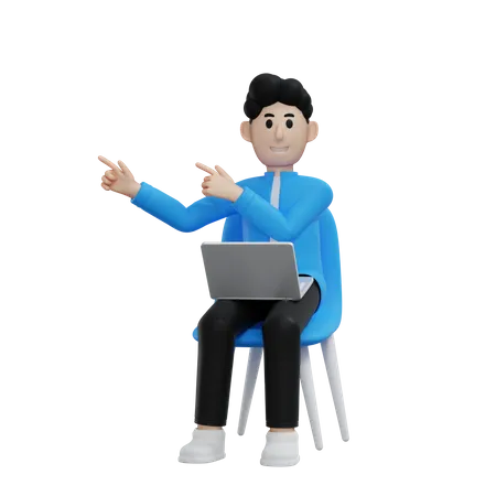 Businessman working on laptop  3D Illustration