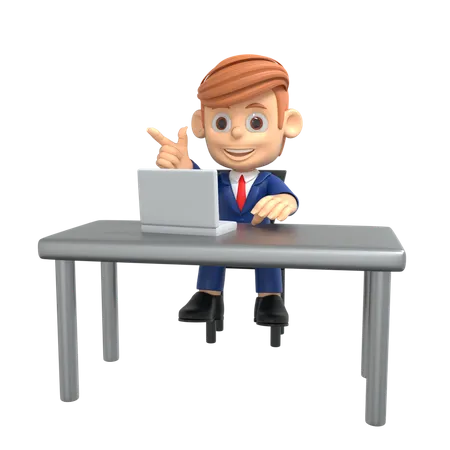 Businessman Working On Laptop  3D Illustration