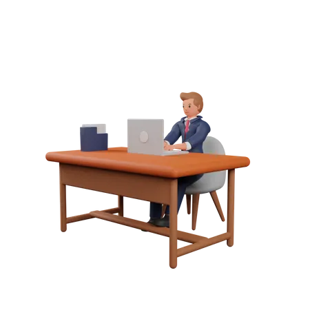 Businessman working on laptop  3D Illustration