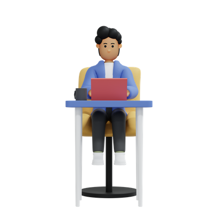 Businessman working on laptop  3D Illustration