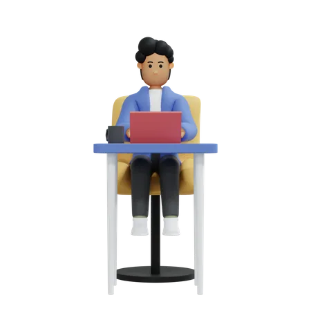 Businessman working on laptop  3D Illustration