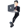 businessman working at laptop 3d