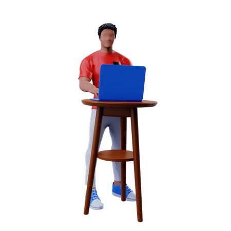 Businessman Working On Laptop 3D Illustration