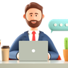 businessman working on laptop 3d logo
