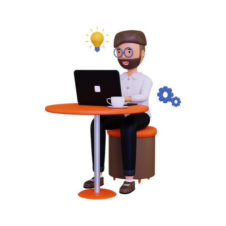 Businessman working on new business idea  3D Illustration